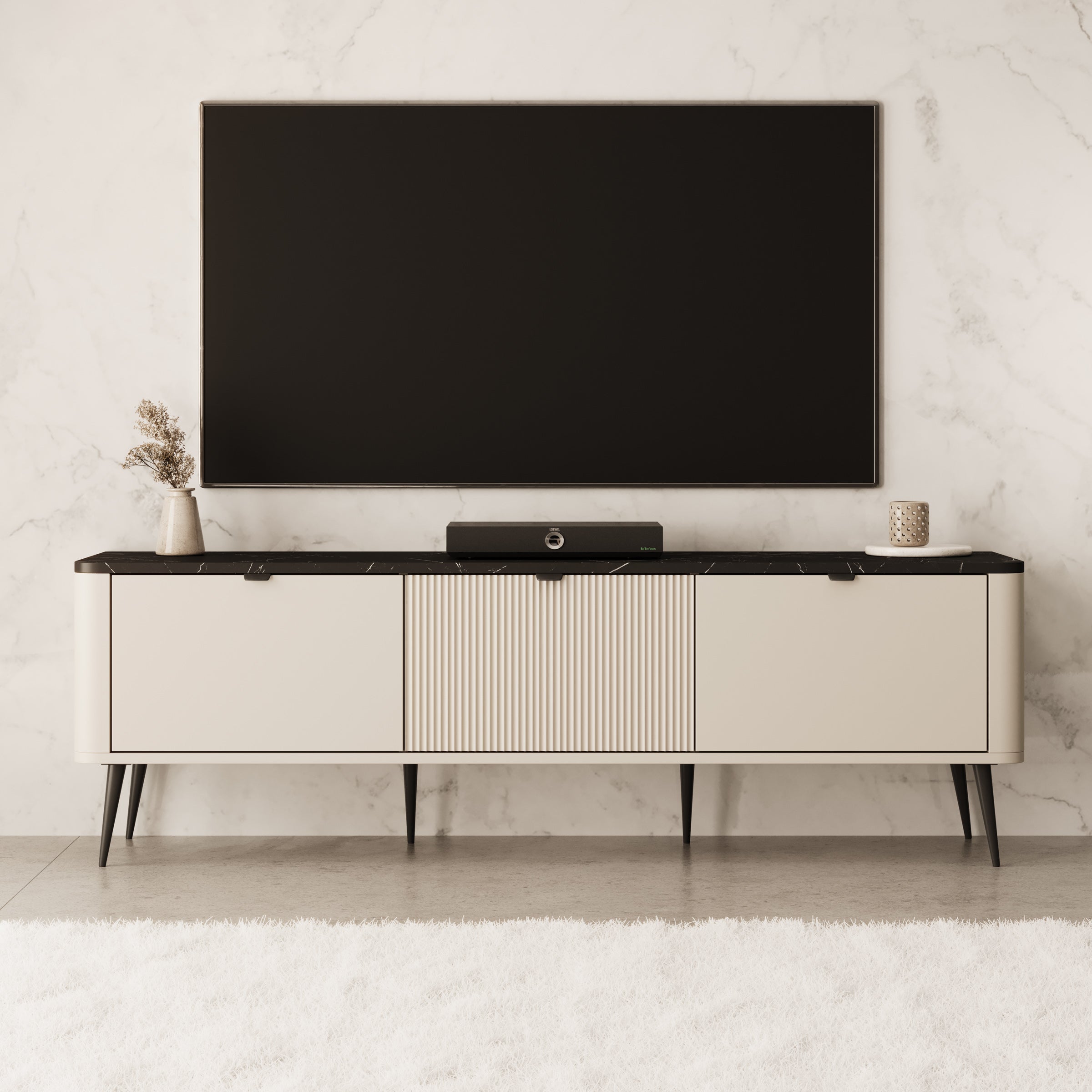 Meubella - TV-Meubel Mace - Beige - 160 cm