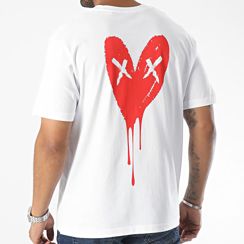 Tee Shirt Oversize Large Heart Series Red Blanc