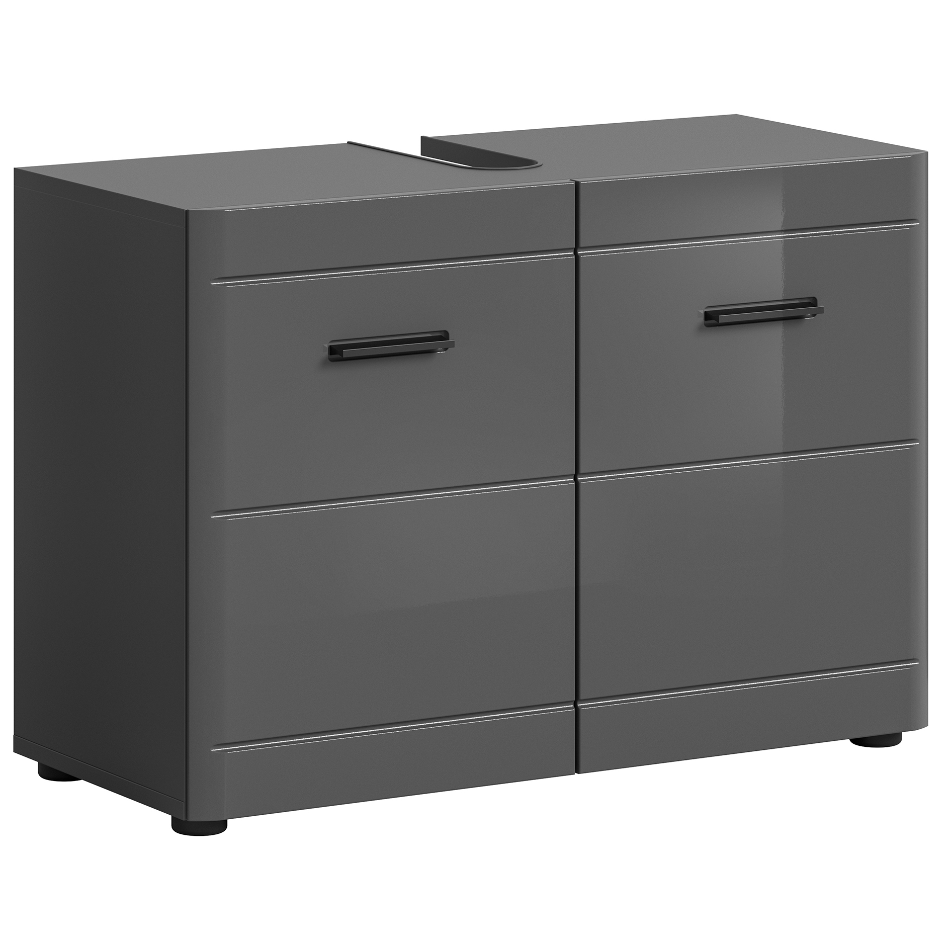 Waschbeckenunterschrank SOFT - grau Hochglanz - 80 cm
