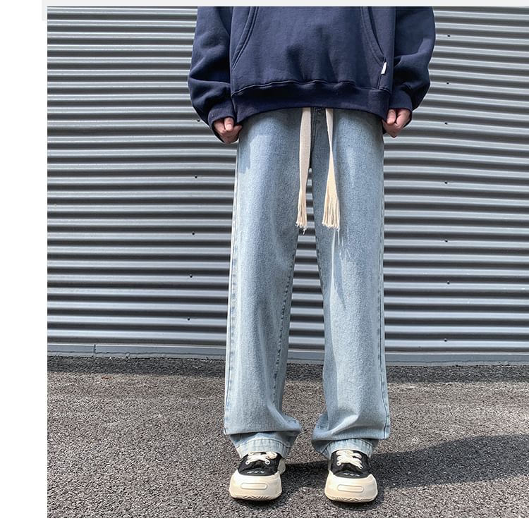 Priam - Gewassen wijde jeans met trekkoordtaille