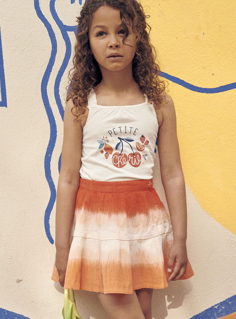 Jupe courte orange foncé tie ans dye