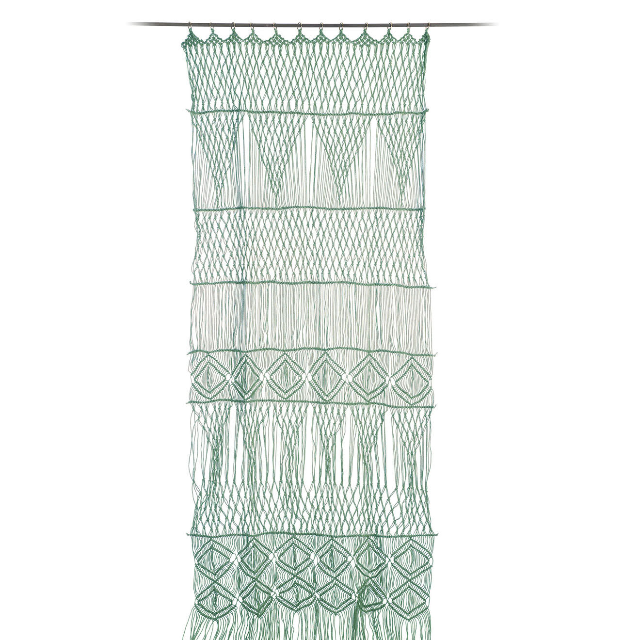 En Fil d'Indienne Rideau /portière en macramé Résille céladon - 100x280 cm