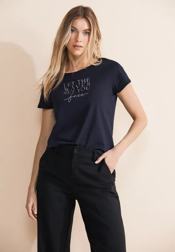T-Shirt mit Partprint - deep blue