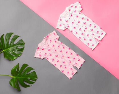 Tiny Treasure Summer Jumpsuit 2-Pack, Pink/Flamingo