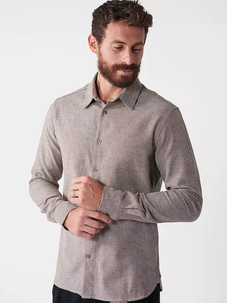 KNOWLEDGE COTTON APPAREL Flanellhemd Slim Fit hellgrau