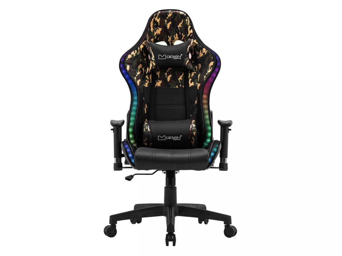 LED Gaming Chair Chaise de bureau Chaise pivotante Réglable Bluetoothboxes ML-Design