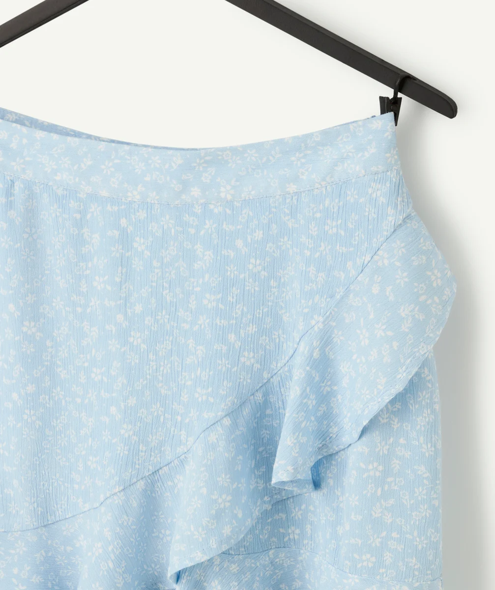 jupe short fille en viscose responsable imprimé à fleurs