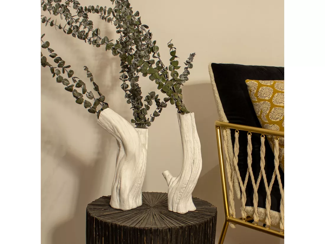Now's Home - Vase En Resine Blanche 20.5x11xh25cm Natura