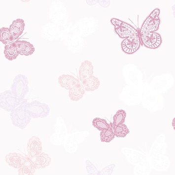 Vliesbehang Vlinders roze 100114