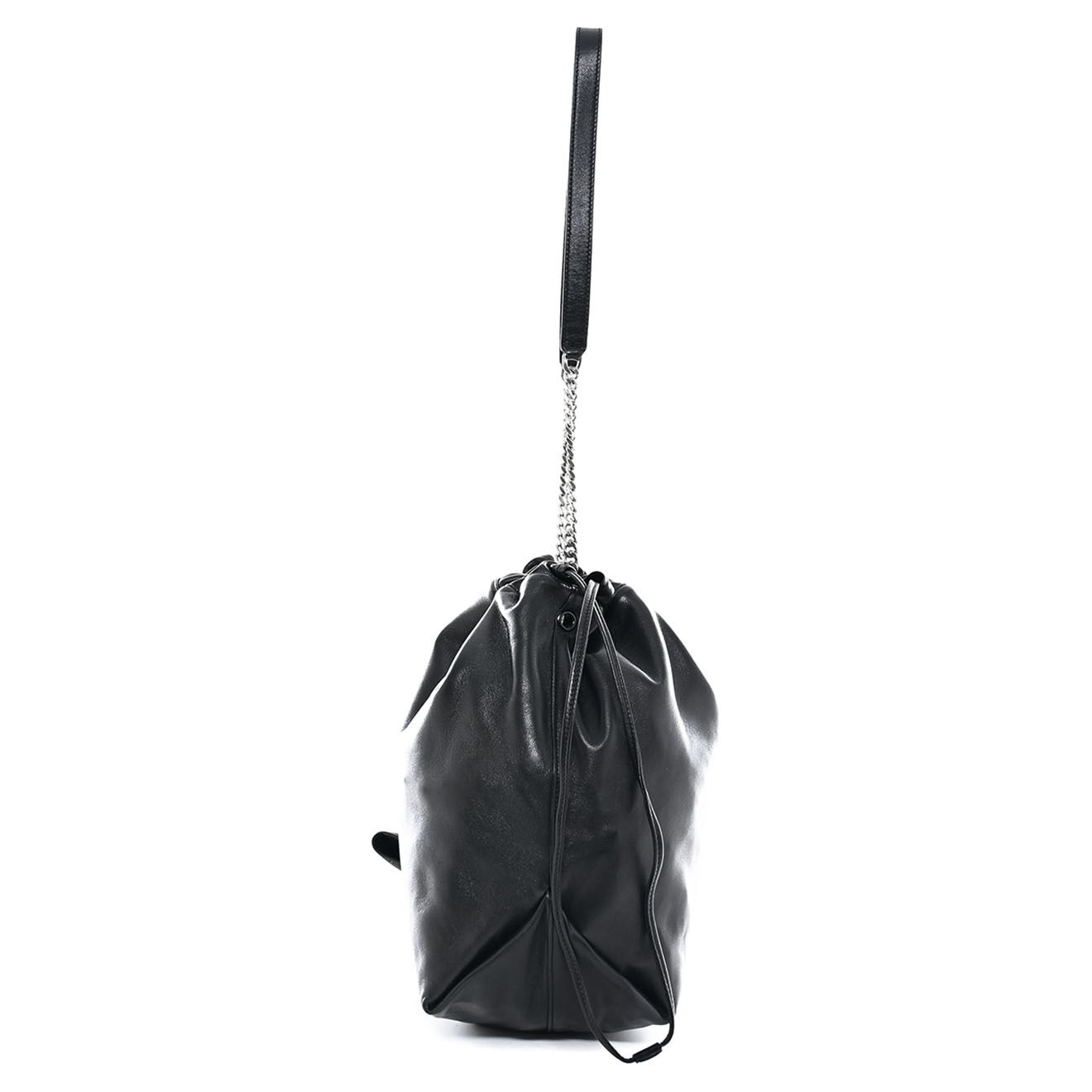 Saint Laurent Sac bourse Teddy en Cuir lisse noir - Très bon état - L.22 cm