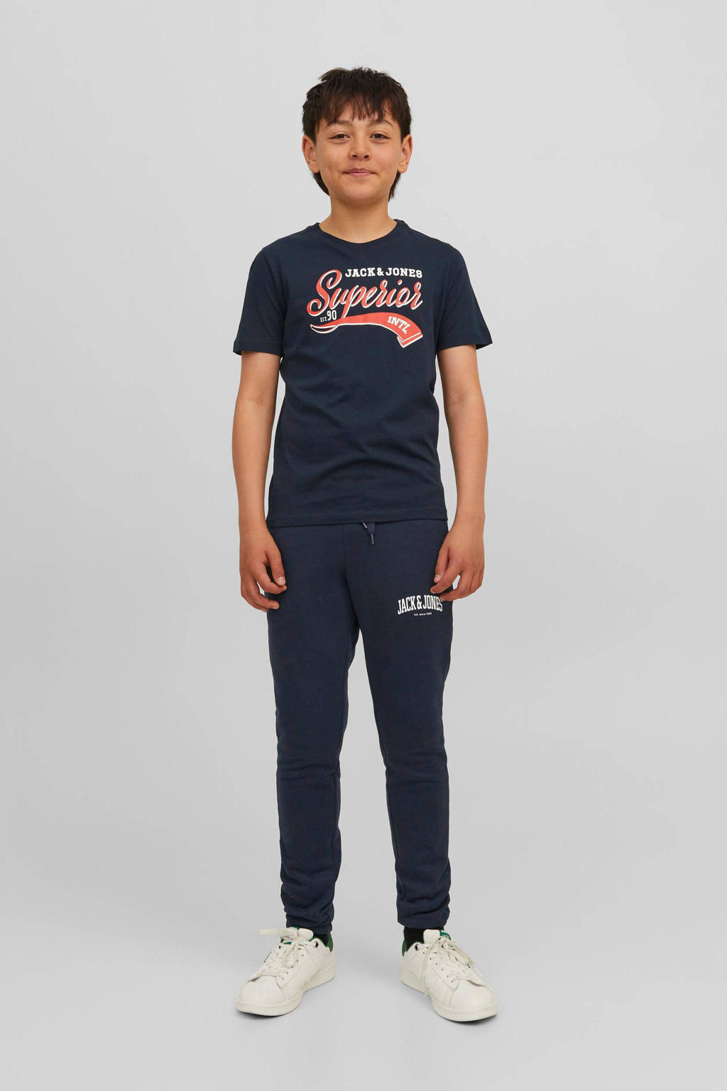 JACK & JONES T-shirt JJELOGO van katoen donkerblauw