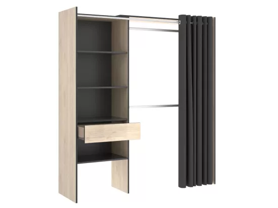 Dressing extensible LAURENT - L.110/160 cm - Coloris : Chêne et Anthracite