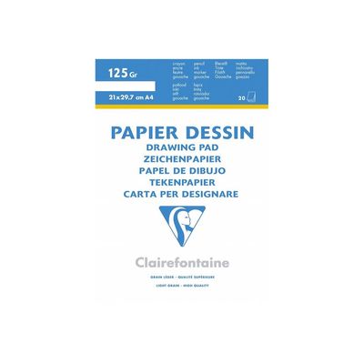 Clairefontaine Dessin à Grain - Bloc dessin - 20 feuilles - 24 x 32 cm - 125 gr - blanc