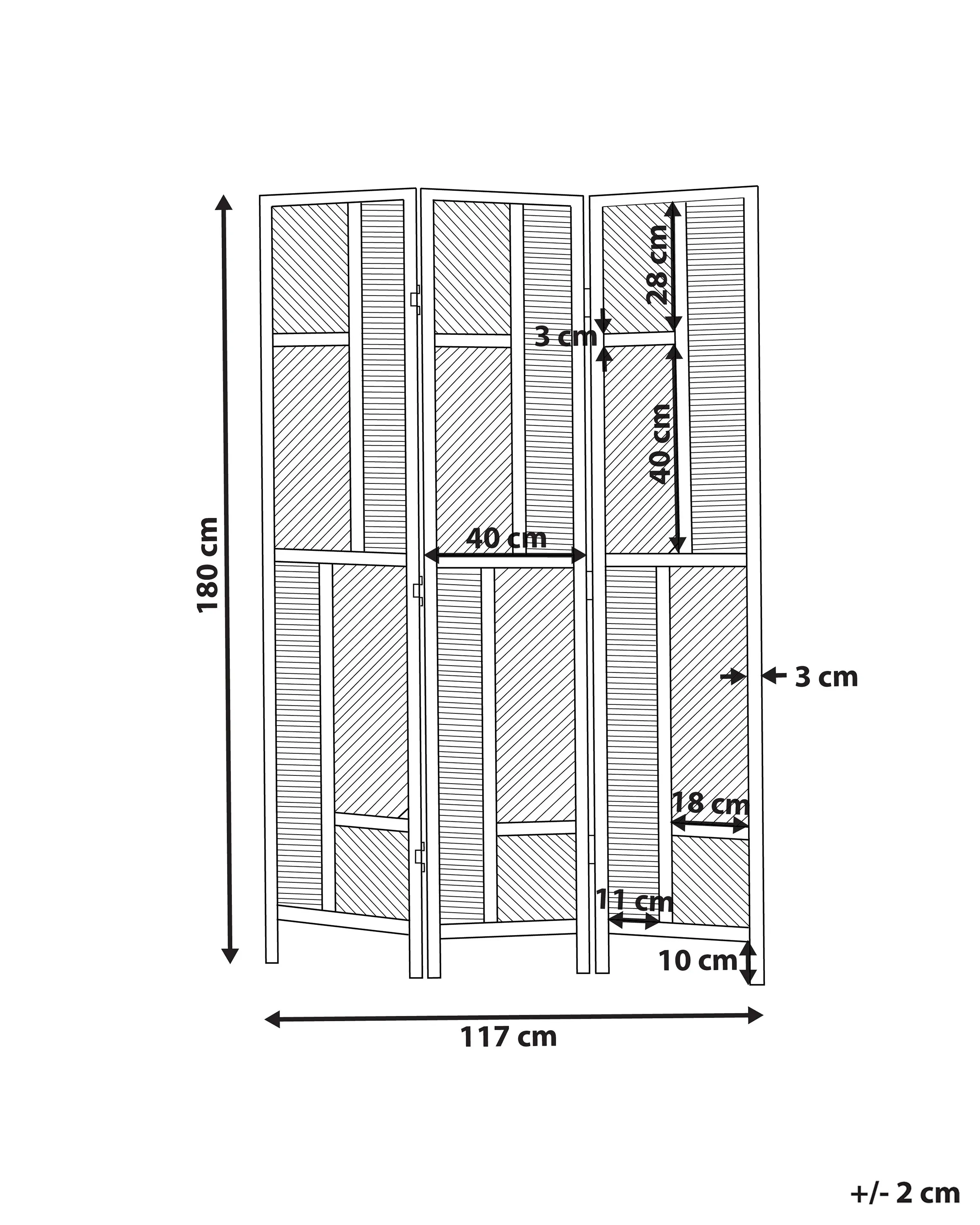 Roomdivider met 3 panelen LAMEZIA Lichtbruin 117 cm 180 cm