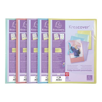 Exacompta Kreacover Pastel - Porte vues personnalisable - 60 vues - A4 - disponible dans différentes couleurs