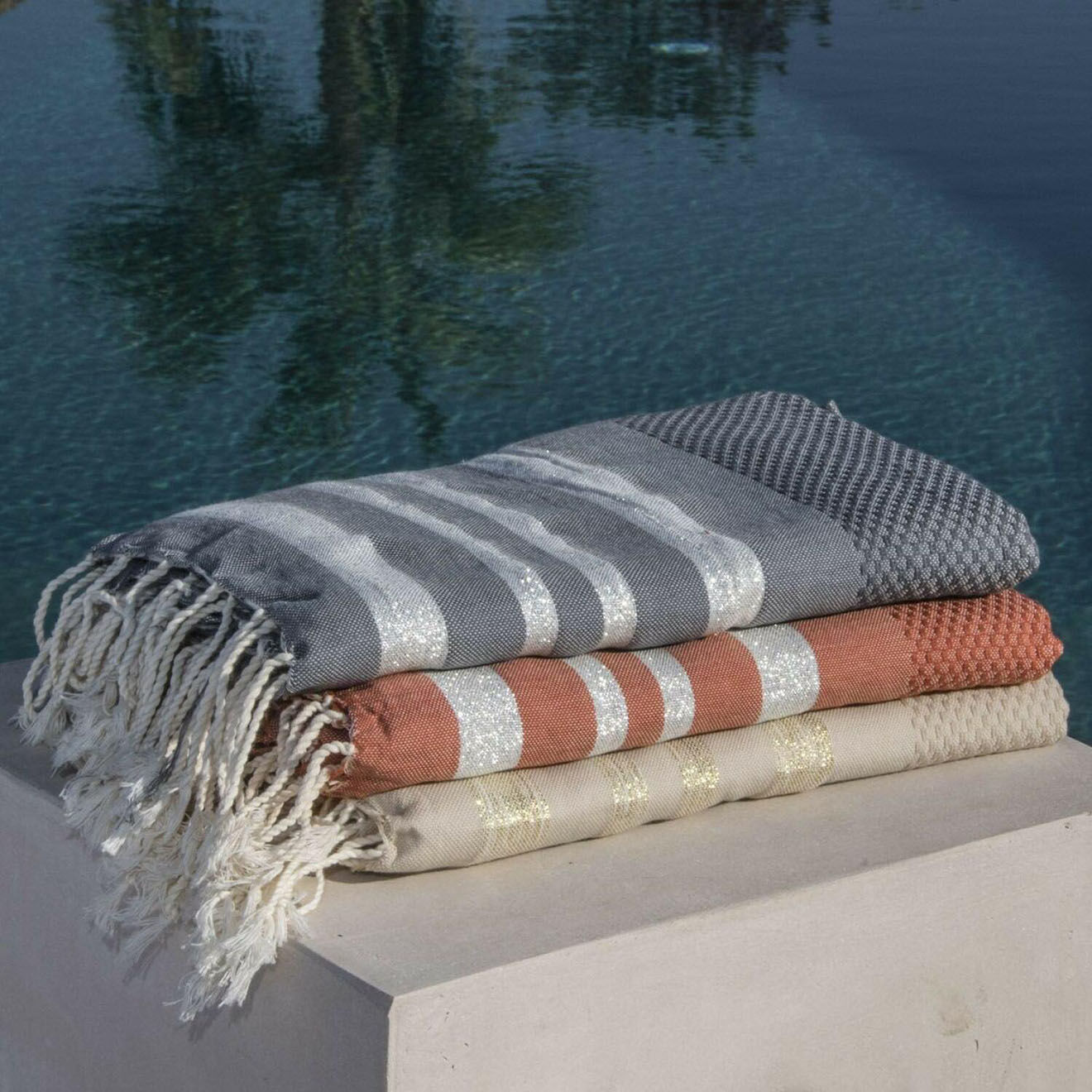 Febronie Fouta Nid d'Abeille Hamptons terracotta - 100x200 cm