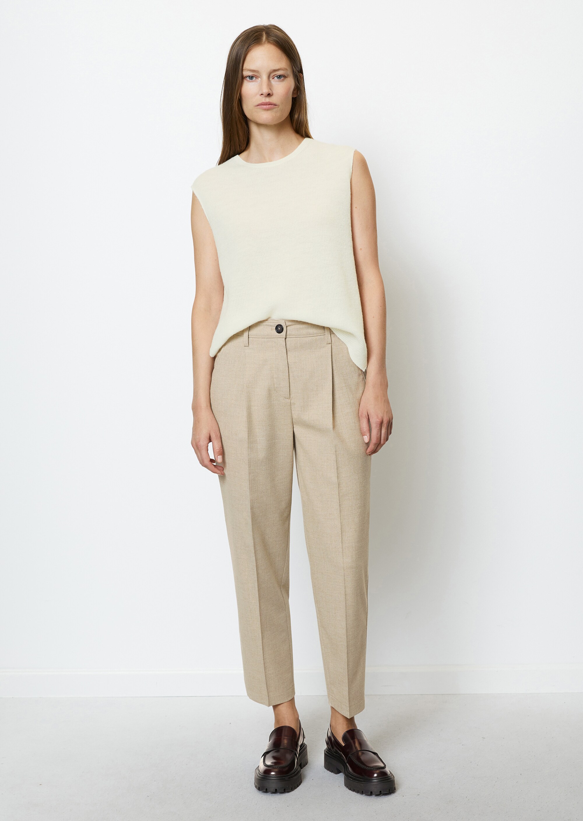 Feingemusterte Flanell-Chino tapered mit reycelten Materialien