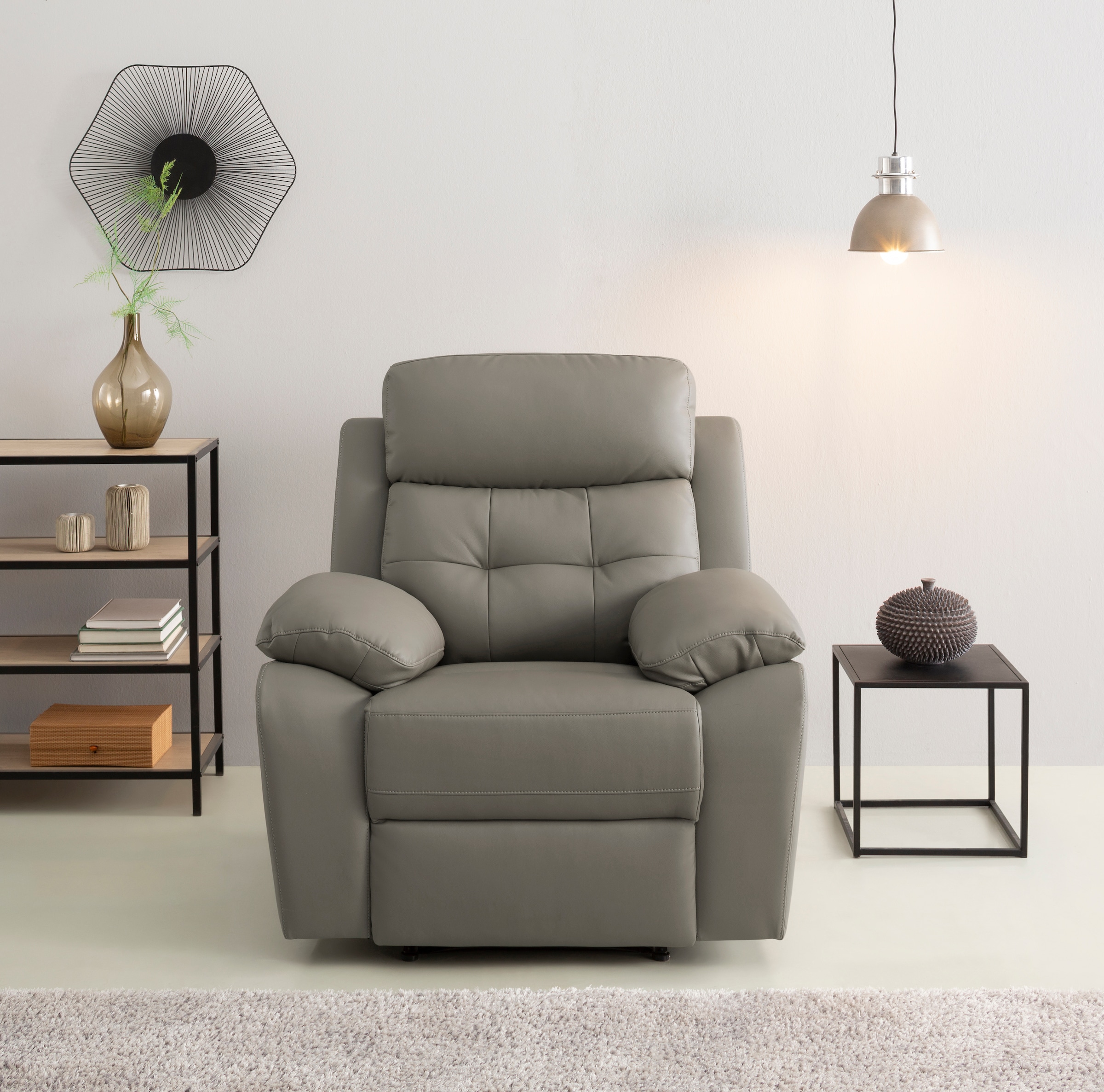 Home affaire Relaxsessel »Lannilis mit Liegefunktion, Fernsehsessel« mit manueller und elektrischer Relaxfunktion, hellgrau