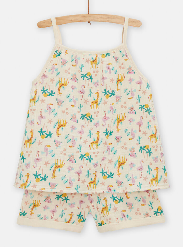 Pyjama en gaz de coton imprimé pour fille