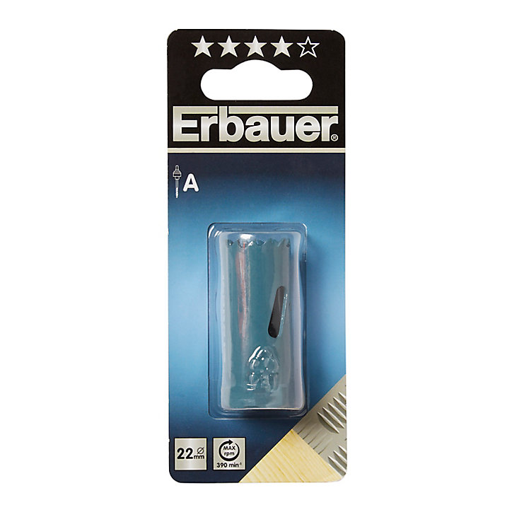 Scie cloche sans foret pilote Erbauer HLE58001 pour multi-matériaux Ø.22 mm
