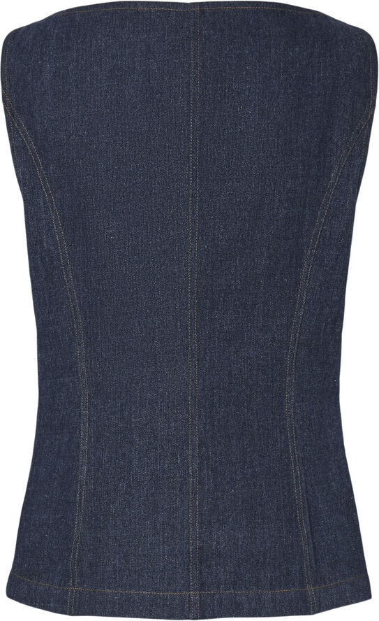 Pieces PCJABIA SL BOATNECK DENIM VEST D2D Blå