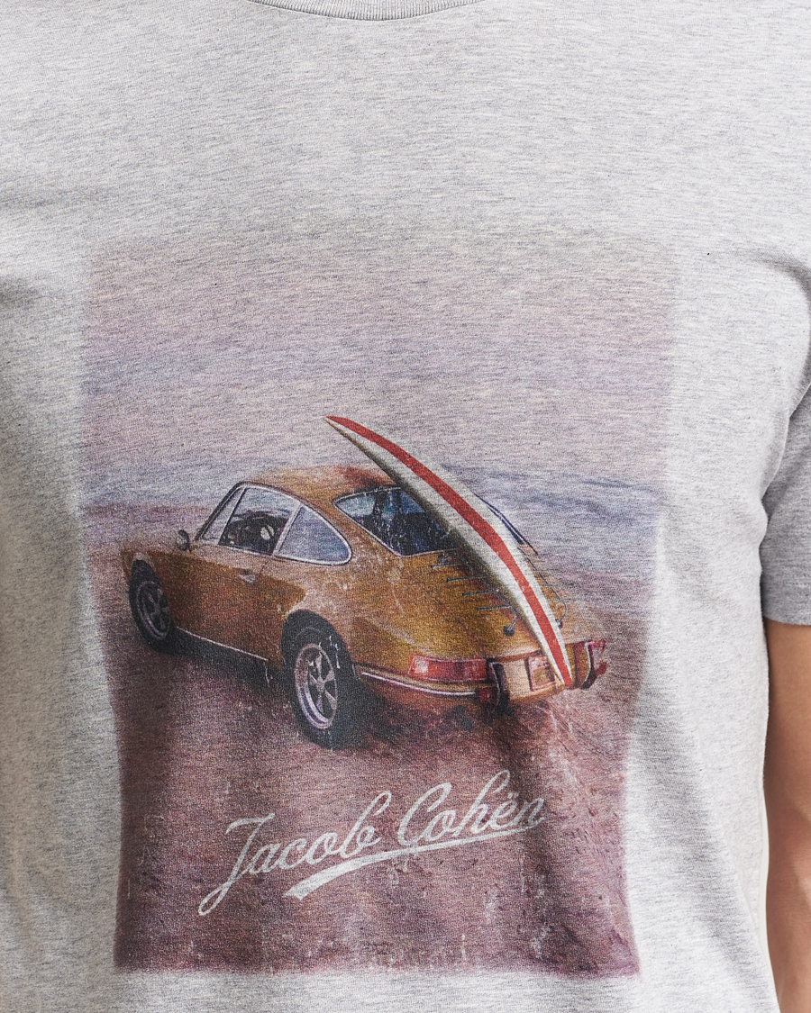 Jacob Cohën Cotton Stripe Logo Pocket T-Shirt Light Grey