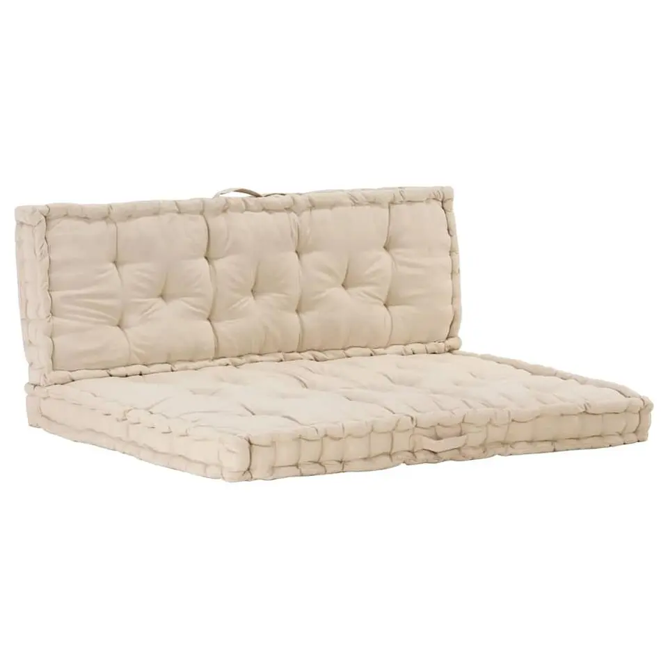 vidaXL - Palletkussen - Beige - Katoen - 120 x 40 x 7 cm & 120 x 80 x 10 cm