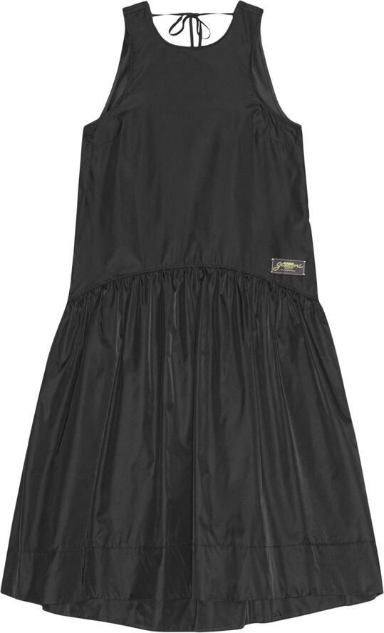 Ganni Duchesse Nylon Midi Dress Black