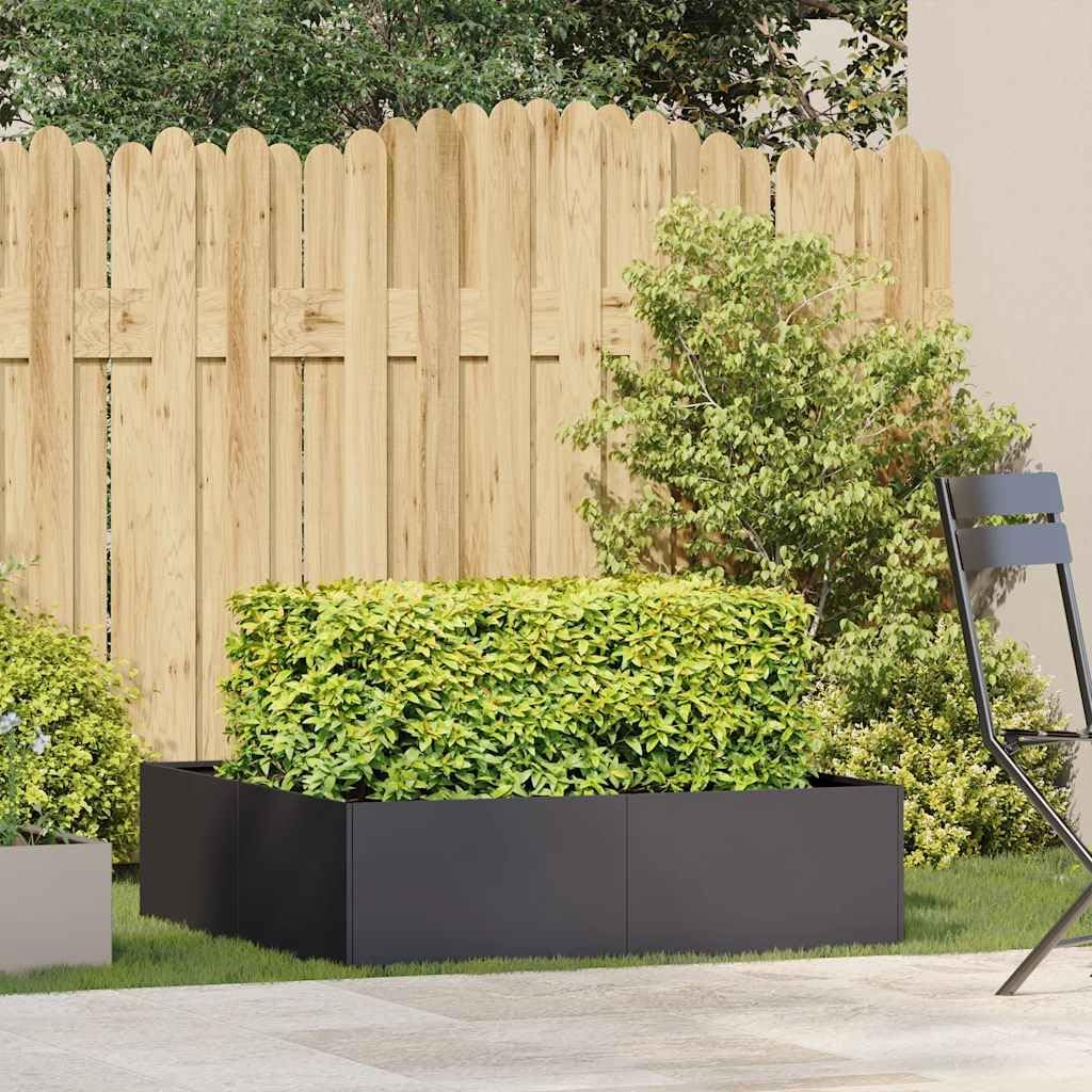 Generisch Kangmusi Pflanzkübel Schwarz 100x100x30 cm Stahl, Schwarz 860808