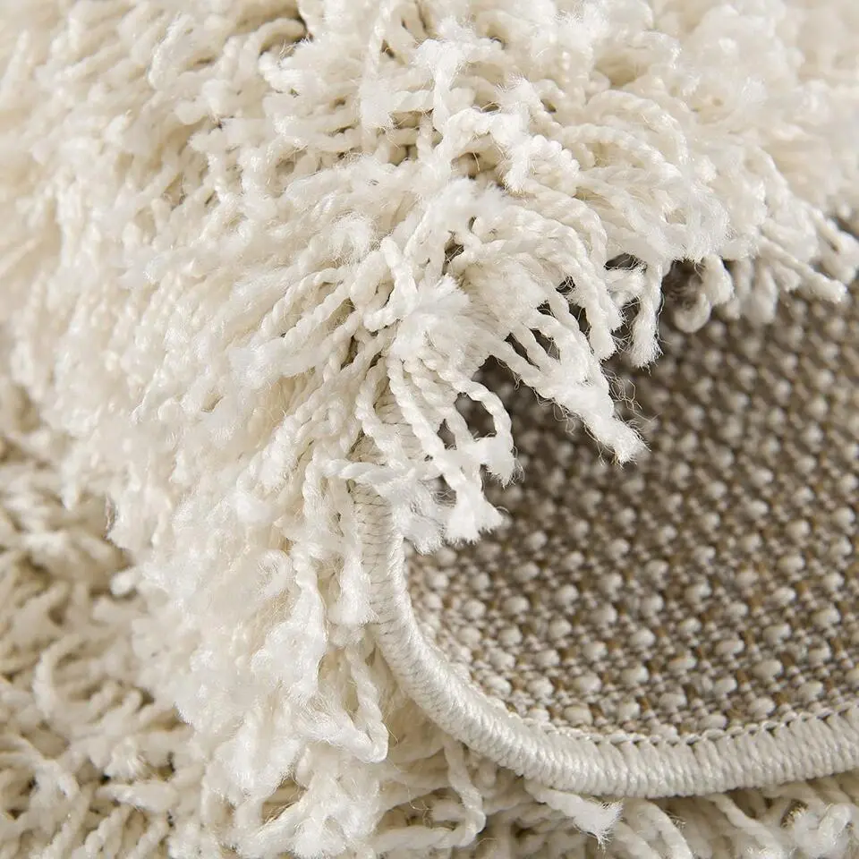 Loca Shaggy Rond Vloerkleed Creme Hoogpolig - 120 CM ROND