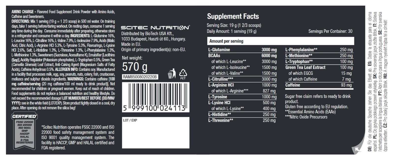 Scitec Nutrition Amino Charge 570 g