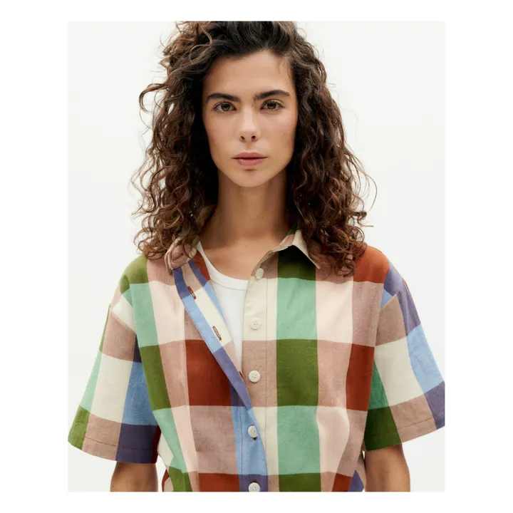 Thinking Mu Combishort Agata Carreaux Coton Bio | Rouge brique