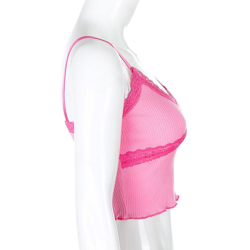 Honet - Cropped camisole top met kanten rand