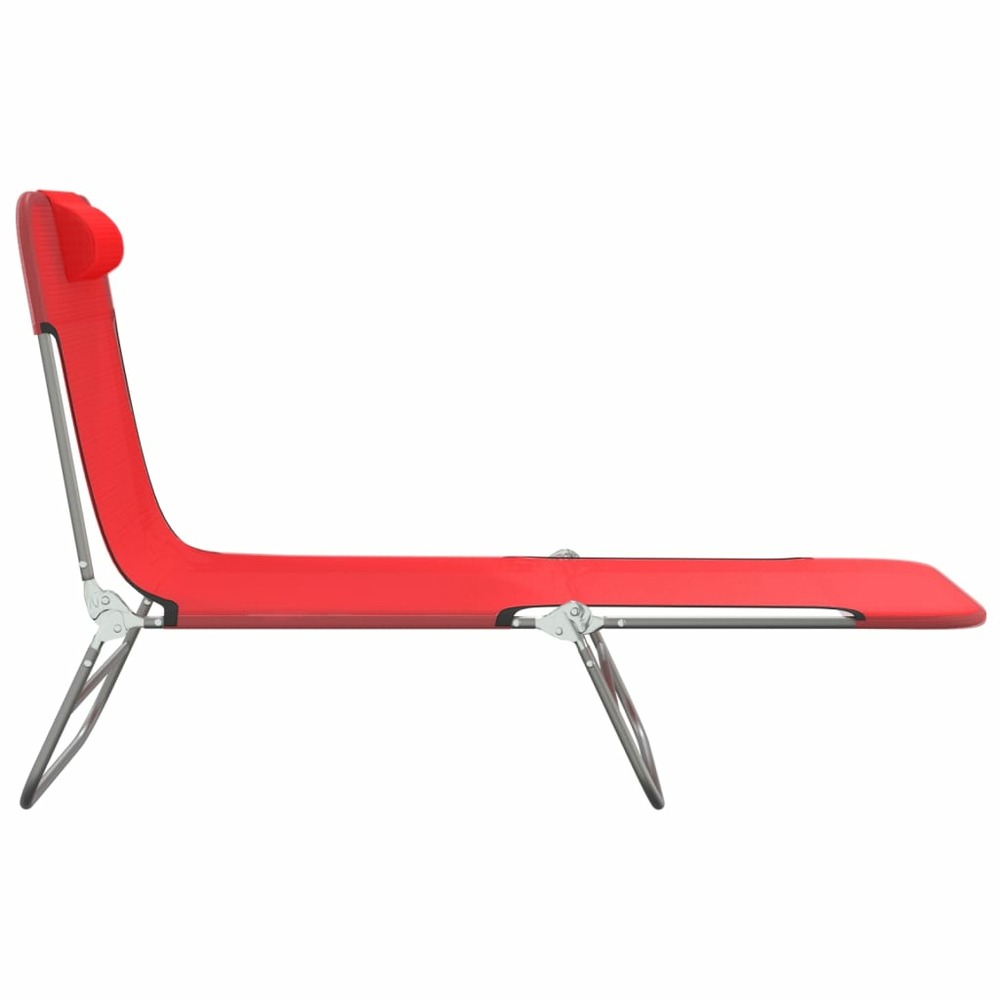 Chaises longues pliables 2 pcs rouge textilène et acier