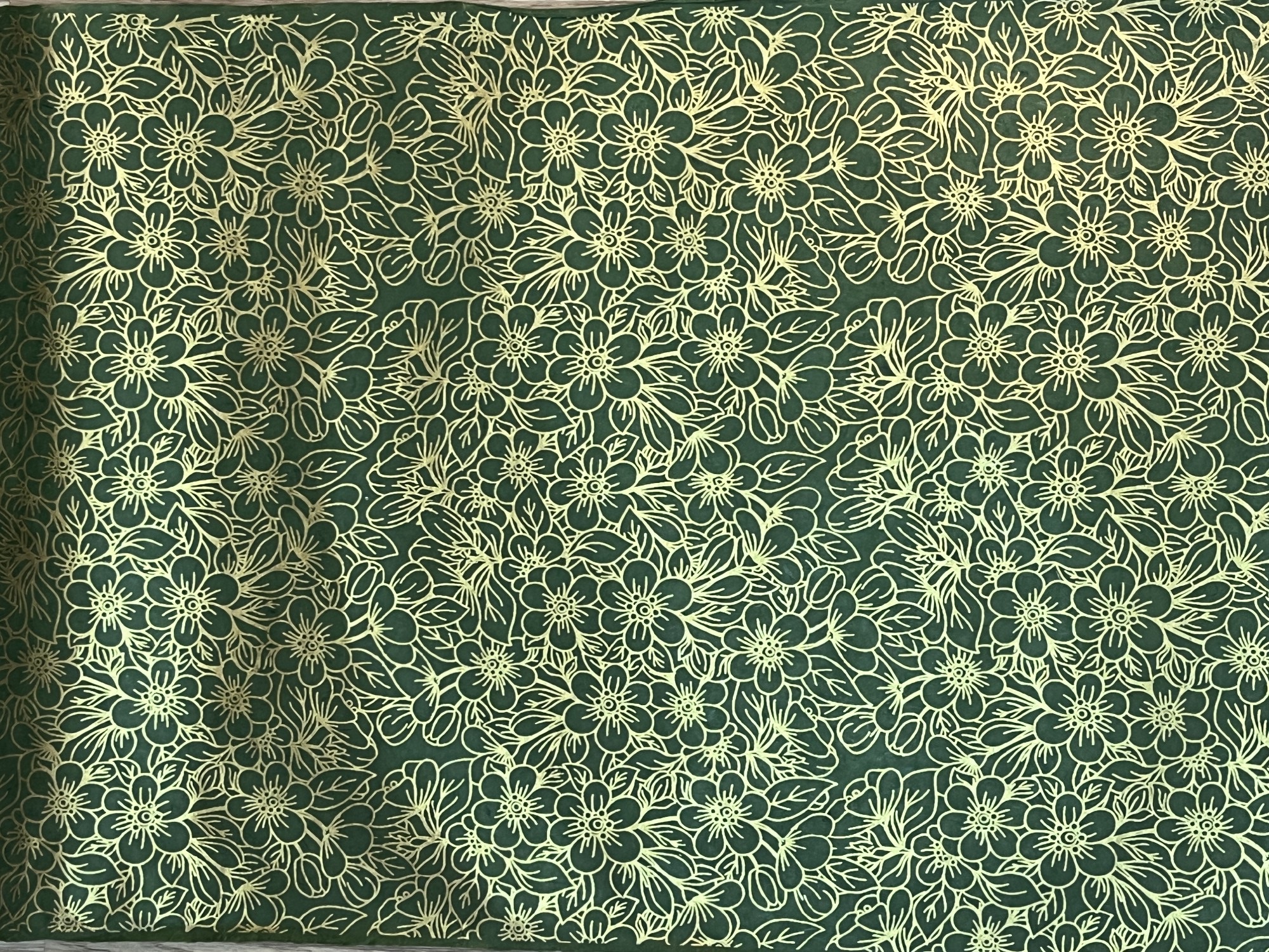 Geschenkpapier 'Blumen', grün, gold, L 76 cm, B 51 cm günstig bestellen