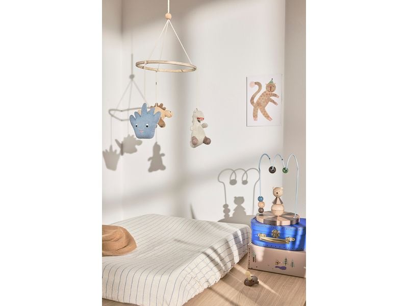 OYOY Spielzeugkoffer Fuchs 2 Stück, Beige, Blau 2-er Set Mini Kinderkoffer