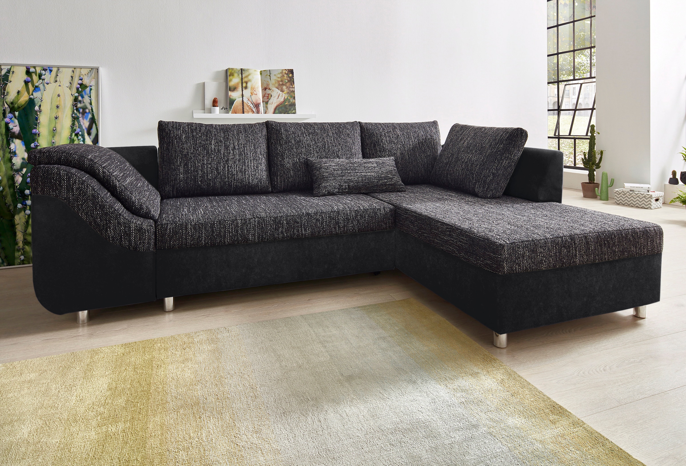 COLLECTION AB Ecksofa »Sally L-Form« mit und ohne Bettfunktion, inklusive loser Rücken- und Zierkissen