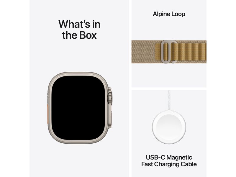 Apple Watch Ultra 2 Natural Titanium Alpine Loop Tan Large Die robusteste und leistungsfähigste Apple Watch.