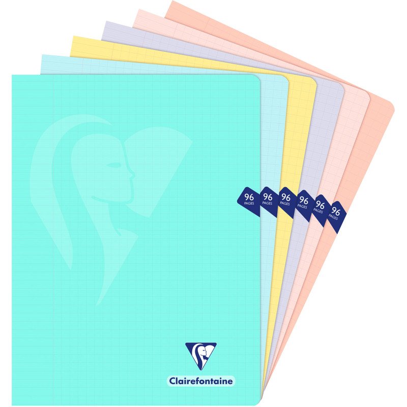 Cahier piqué Clairefontaine Mimesys Pastel 24 x 32 cm grands carreaux cm 96 pages