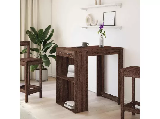 Table de bar chêne marron 102x70x103,5 cm bois d'ingénierie