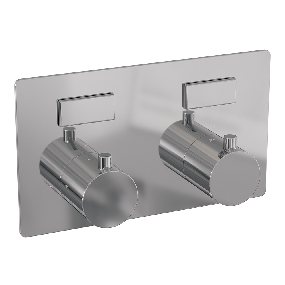 Brauer Chrome Edition thermostatische inbouw badkraan met badvulcombinatie en staafhanddouche set 3 chroom