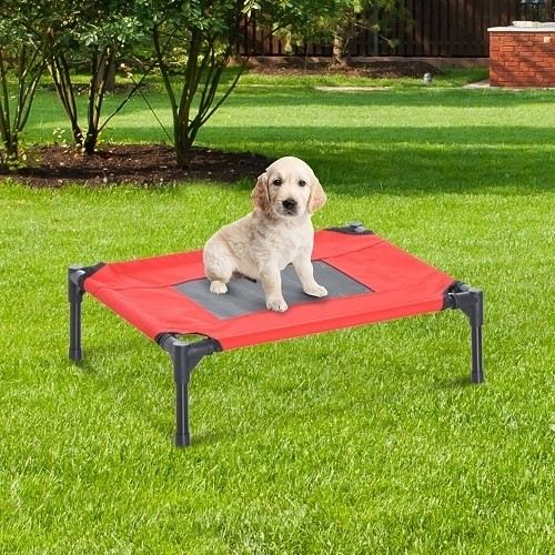 Cama elevatória para animais de estimação PawHut para uso externo, vermelha