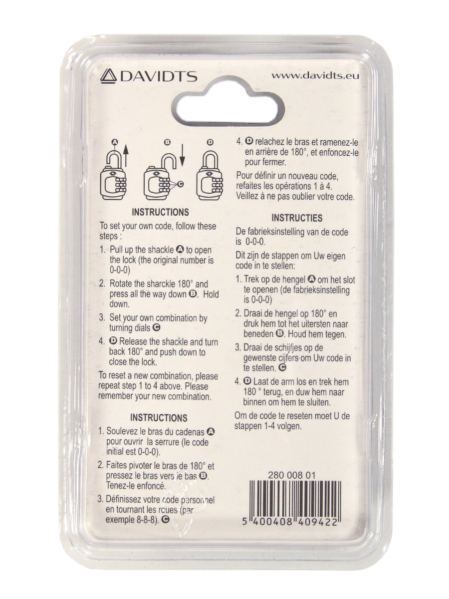 Cadenas À code TSA Davidts