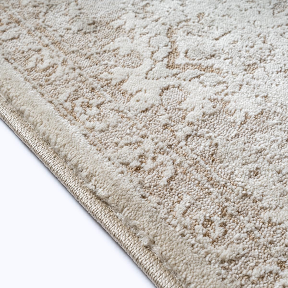 the carpet Nuvra Teppich Flauschig Weich & Pflegeleicht, Modernes Design, Oeko-Tex Standard 100, Wohnzimmerteppich Schlafzimmerteppich, Bordüre, Beige, 200 x 290 cm