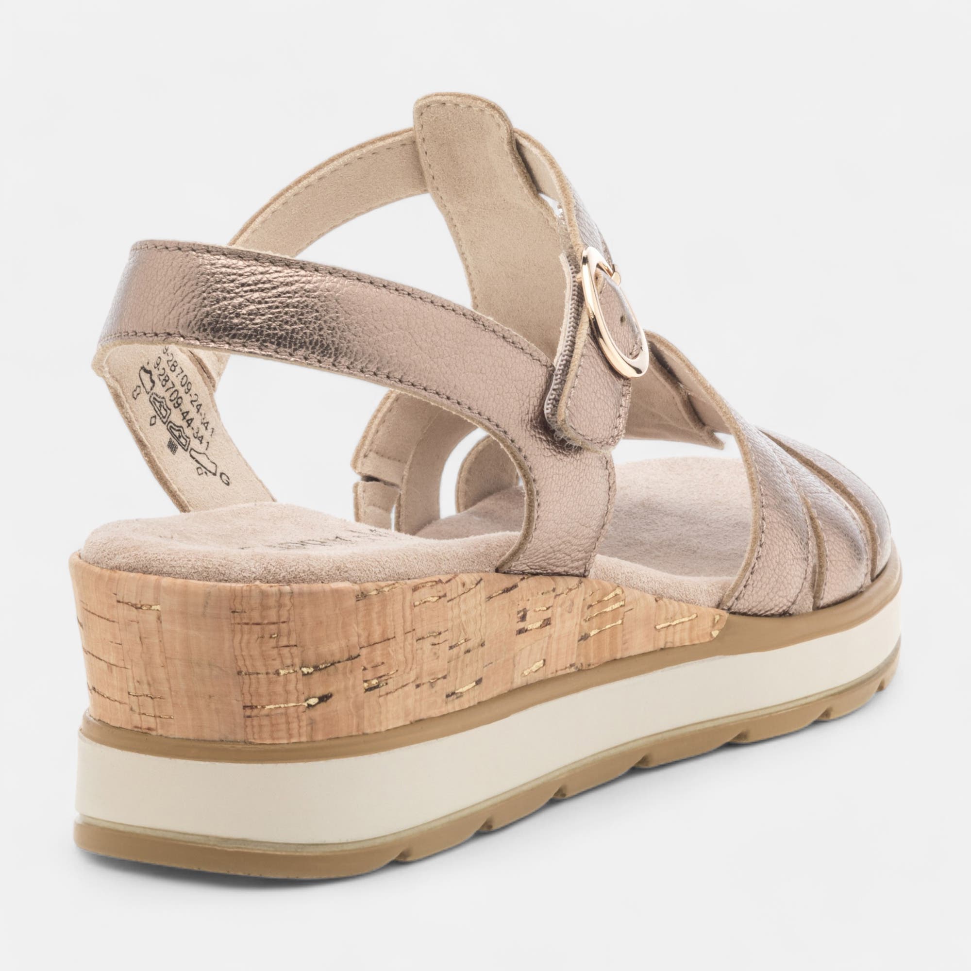 Sandales à talon compensé Femme en cuir taupe
