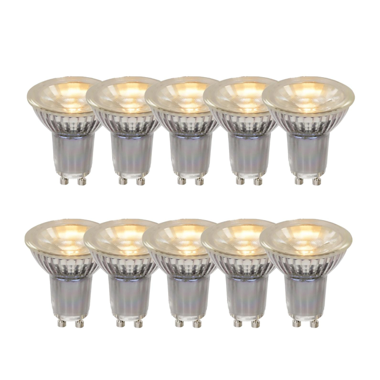 Lucide MR16 LED lichtbron GU10 5W 2700K transparant niet dimbaar set van 10