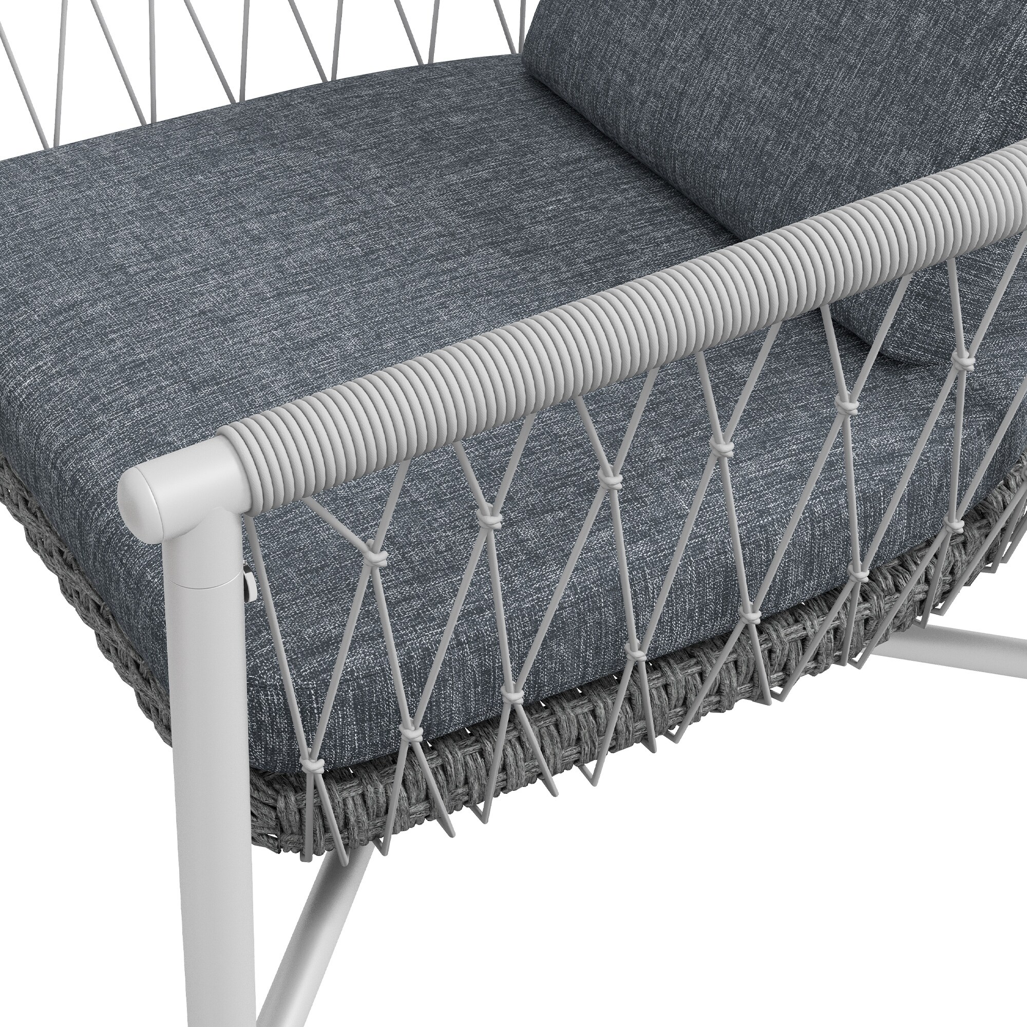 Outsunny Flecht Gartenmöbel-Set mit Polsterkissen grau 121L x 68B x 67H cm