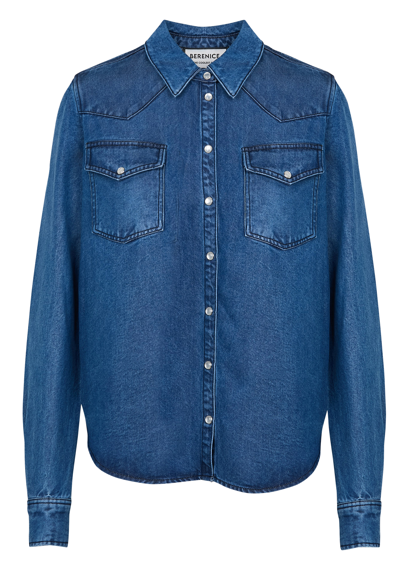 CABANA - Chemise col classique droite en denim | Bleu