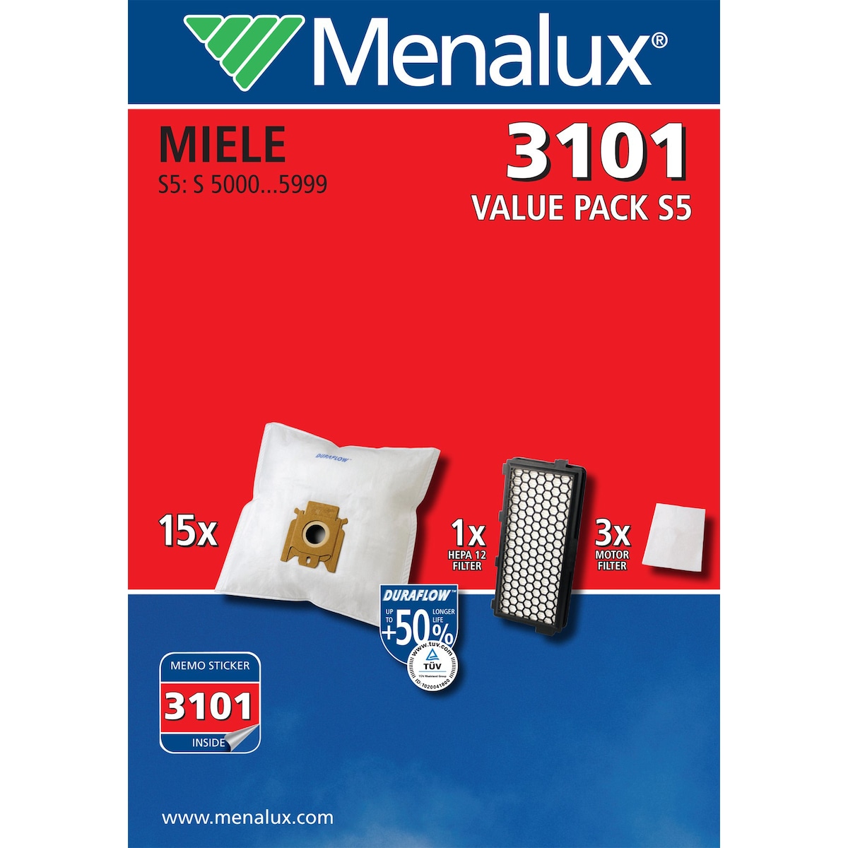 Menalux støvsugerposer - verdipakke 3101 til Miele S5/S8-serien