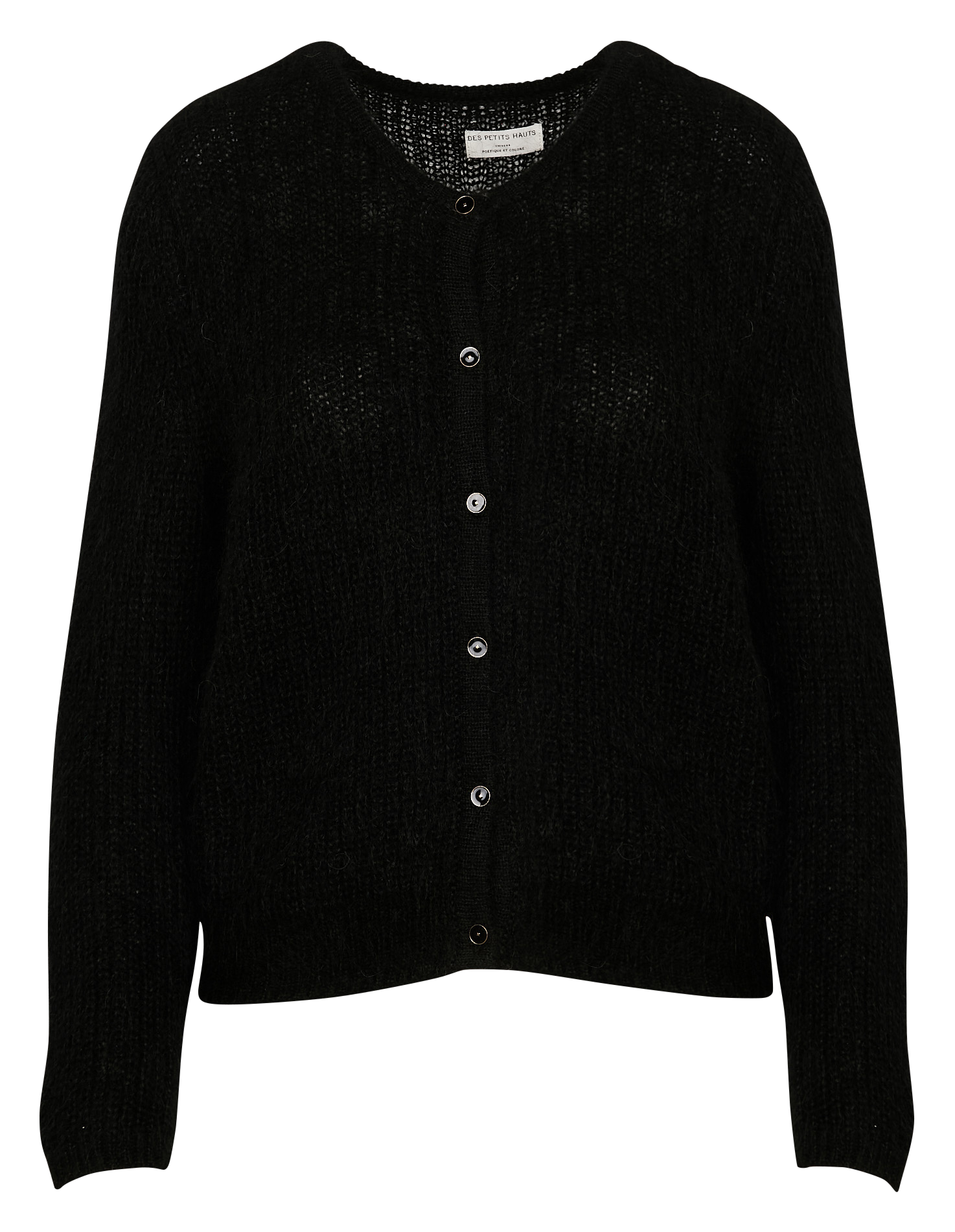 BULLY - Gilet col rond doit en maille | Noir